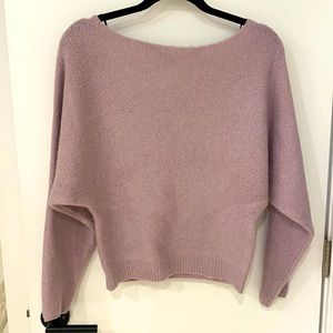 Light mauve purple off shoulder sweater. Size small. Worn once.